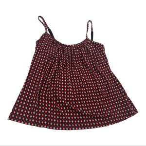 New York & Company Red and Black Patterned Tank Top